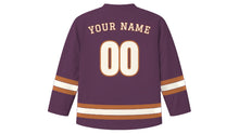 Load image into Gallery viewer, Detroit Original Hockey Jersey in Art Deco Plum, back view with your name and number