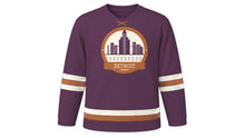 Load image into Gallery viewer, Detroit Original Hockey Jersey in Art Deco Plum, front view – custom name and number