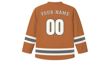 Load image into Gallery viewer, Detroit Original Hockey Jersey in Copper, back view with your name and number