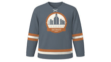 Load image into Gallery viewer, Detroit Original Hockey Jersey in Motor Steel Grey, front view – custom name and number