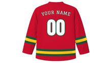 Load image into Gallery viewer, Dhaka Original Hockey Jersey in Red, back view with your name and number