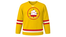 Load image into Gallery viewer, Dia de la Hispanidad Original Hockey Jersey in Gold, front view – custom name and number