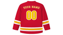 Load image into Gallery viewer, Dia de la Hispanidad Original Hockey Jersey in Red, back view with your name and number