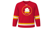 Load image into Gallery viewer, Dia de la Hispanidad Original Hockey Jersey in Red, front view – custom name and number