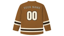 Load image into Gallery viewer, Día de la Tradición Original Hockey Jersey in Leather Brown, back view with your name and number