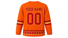 Load image into Gallery viewer, Diwali Original Hockey Jersey in Orange, back view with your name and number
