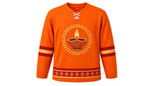 Load image into Gallery viewer, Diwali Original Hockey Jersey in Orange, front view – custom name and number
