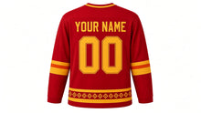 Load image into Gallery viewer, Diwali Original Hockey Jersey in Red, back view with your name and number