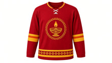 Load image into Gallery viewer, Diwali Original Hockey Jersey in Red, front view – custom name and number