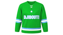 Load image into Gallery viewer, Djibouti Original Hockey Jersey in Green, front view – custom name and number