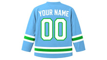 Load image into Gallery viewer, Djibouti Original Hockey Jersey in Light Blue, back view with your name and number