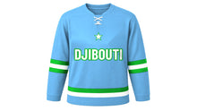 Load image into Gallery viewer, Djibouti Original Hockey Jersey in Light Blue, front view – custom name and number