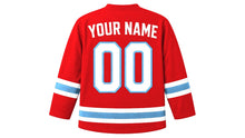 Load image into Gallery viewer, Djibouti Original Hockey Jersey in Red, back view with your name and number