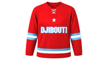 Load image into Gallery viewer, Djibouti Original Hockey Jersey in Red, front view – custom name and number