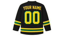 Load image into Gallery viewer, Dominica Original Hockey Jersey in Black, back view with your name and number