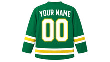 Load image into Gallery viewer, Dominica Original Hockey Jersey in Green, back view with your name and number