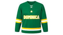 Load image into Gallery viewer, Dominica Original Hockey Jersey in Green, front view – custom name and number