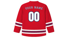 Load image into Gallery viewer, Dominican Independence Day Original Hockey Jersey in Red, back view with your name and number