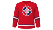Load image into Gallery viewer, Dominican Independence Day Original Hockey Jersey in Red, front view – custom name and number