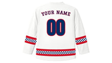 Load image into Gallery viewer, Dominican Independence Day Original Hockey Jersey in White, back view with your name and number