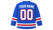 Load image into Gallery viewer, Dominican Republic Original Hockey Jersey in Blue, back view with your name and number