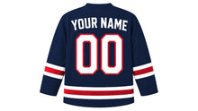 Load image into Gallery viewer, Dominican Republic Original Hockey Jersey in Navy, back view with your name and number