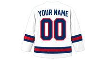 Load image into Gallery viewer, Dominican Republic Original Hockey Jersey in White, back view with your name and number