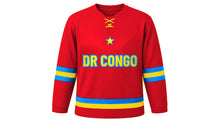 Load image into Gallery viewer, DR Congo Original Hockey Jersey in Red, front view – custom name and number