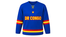 Load image into Gallery viewer, DR Congo Original Hockey Jersey in Royal Blue, front view – custom name and number