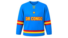 Load image into Gallery viewer, DR Congo Original Hockey Jersey in Sky Blue, front view – custom name and number