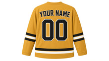 Load image into Gallery viewer, Dubai Original Hockey Jersey in Gold, back view with your name and number