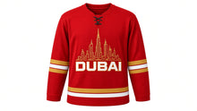 Load image into Gallery viewer, Dubai Original Hockey Jersey in Red, front view – custom name and number
