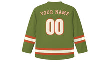 Load image into Gallery viewer, Dubrovnik Original Hockey Jersey in Olive Grove, back view with your name and number