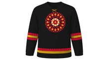 Load image into Gallery viewer, Durga Puja Original Hockey Jersey in Black, front view – custom name and number