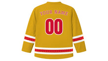 Load image into Gallery viewer, Durga Puja Original Hockey Jersey in Gold, back view with your name and number