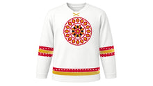 Load image into Gallery viewer, Durga Puja Original Hockey Jersey in White, front view – custom name and number