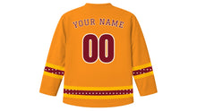 Load image into Gallery viewer, Dussehra Original Hockey Jersey in Saffron, back view with your name and number