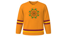 Load image into Gallery viewer, Dussehra Original Hockey Jersey in Saffron, front view – custom name and number