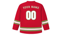 Load image into Gallery viewer, Dyngus Day Original Hockey Jersey in Polka Red, back view with your name and number