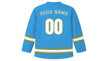 Load image into Gallery viewer, Dyngus Day Original Hockey Jersey in Water Blue, back view with your name and number