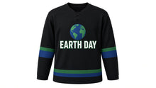 Load image into Gallery viewer, Earth Day Original Hockey Jersey in Black, front view – custom name and number