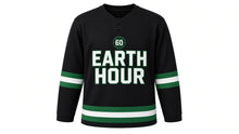 Load image into Gallery viewer, Earth Hour Original Hockey Jersey in Black, front view – custom name and number