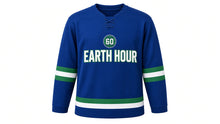 Load image into Gallery viewer, Earth Hour Original Hockey Jersey in Blue, front view – custom name and number