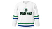 Load image into Gallery viewer, Earth Hour Original Hockey Jersey in White, front view – custom name and number