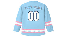 Load image into Gallery viewer, Easter Monday Original Hockey Jersey in Sky Blue, back view with your name and number