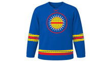 Load image into Gallery viewer, Ecuador Independence Day Original Hockey Jersey in Equator Blue, front view – custom name and number