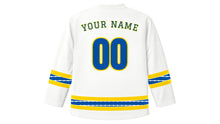 Load image into Gallery viewer, Ecuador Independence Day Original Hockey Jersey in White, back view with your name and number