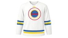 Load image into Gallery viewer, Ecuador Independence Day Original Hockey Jersey in White, front view – custom name and number
