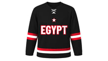 Load image into Gallery viewer, Egypt Original Hockey Jersey in Black, front view – custom name and number