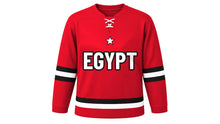 Load image into Gallery viewer, Egypt Original Hockey Jersey in Red, front view – custom name and number
